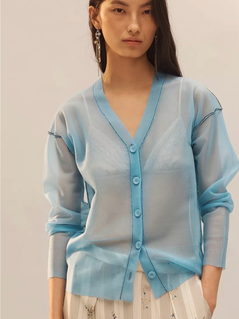 Zara Limited Edition Sheer Knit Cardigan in Aquamarine, size S